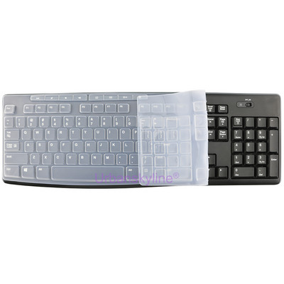 Tastatūras vāciņš priekš Logitech K200 K260 K270 K275 K295 MK200 MK260 MK270 MK275 MK295 Silikona aizsargplēve, apvalka plēve, caurspīdīga, melna