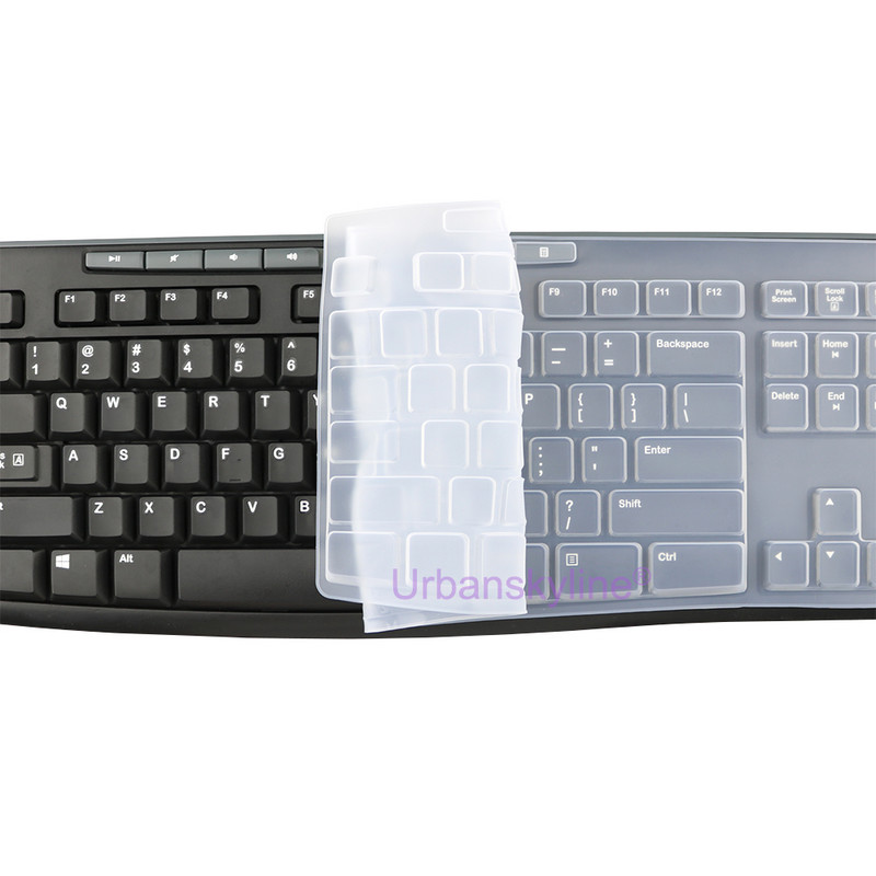 Tastatūras vāciņš priekš Logitech K200 K260 K270 K275 K295 MK200 MK260 MK270 MK275 MK295 Silikona aizsargplēve, apvalka plēve, caurspīdīga, melna