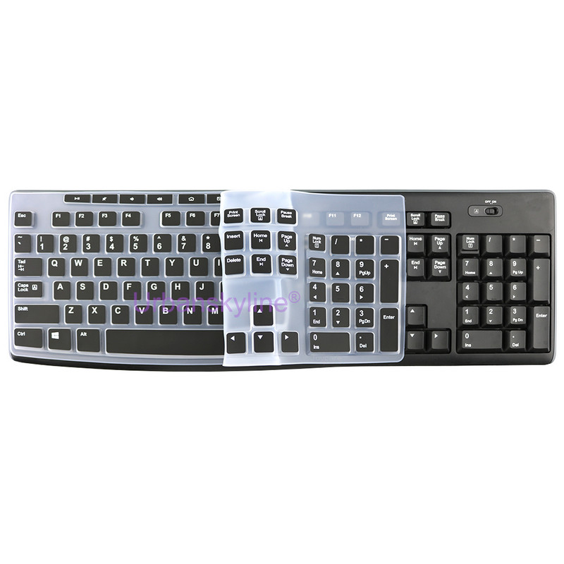 Tastatūras vāciņš priekš Logitech K200 K260 K270 K275 K295 MK200 MK260 MK270 MK275 MK295 Silikona aizsargplēve, apvalka plēve, caurspīdīga, melna