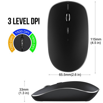 2.4G Λεπτό Αθόρυβο Ασύρματο Ποντίκι Υπολογιστή με Νανο Δέκτη, 1800DPI Ρυθμιζόμενο οπτικό ποντίκι Silent Click για φορητό υπολογιστή