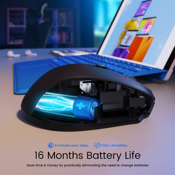 Безжична мишка HOTWEEMS, компютърна мишка D-09 USB безжични мишки за лаптоп, ергономични ръкохватки, светлинна скорост 5 нива 2400 DPI, 6 бутона