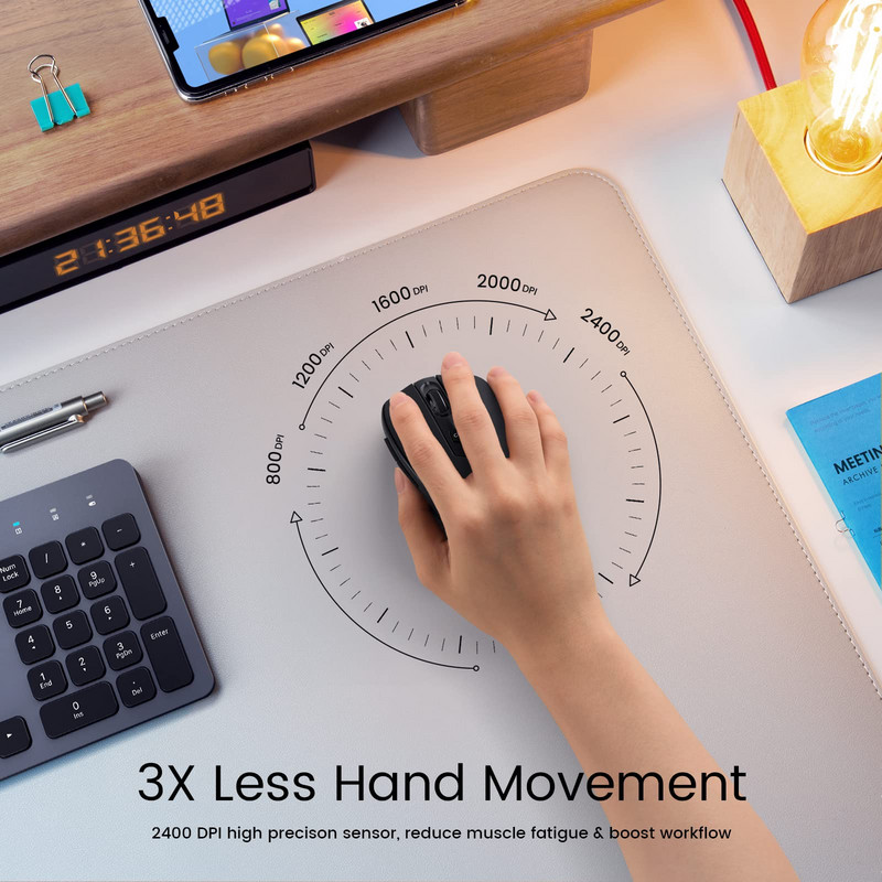 HOTWEEMS bežični miš, D-09 Računalni miš USB bežični miš za prijenosno računalo, Ergo ručke, Lightspeed 5-razina 2400 DPI, 6 tipki