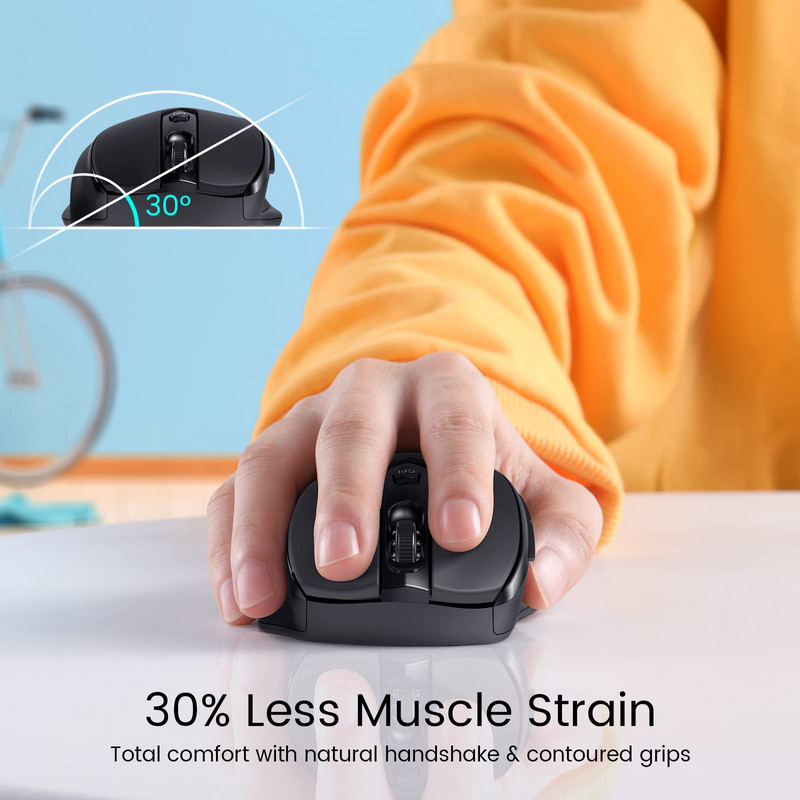 HOTWEEMS bežični miš, D-09 Računalni miš USB bežični miš za prijenosno računalo, Ergo ručke, Lightspeed 5-razina 2400 DPI, 6 tipki