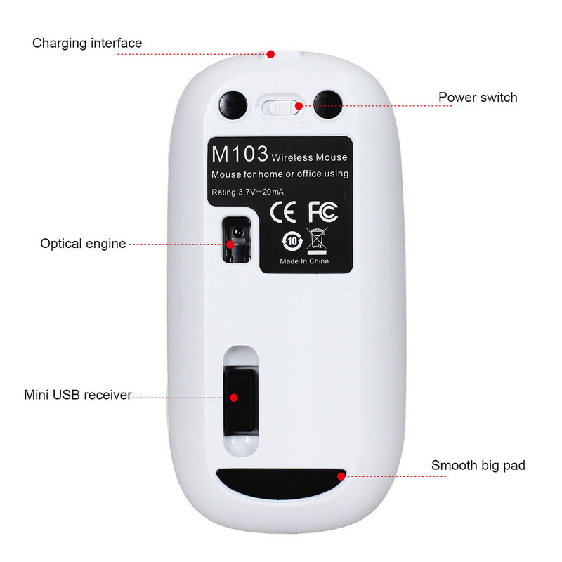 Punjivi bežični miš Bluetooth 5.0 miš USB računalni miš 2.4G tihi miš Ultra-tanki ergonomski miševi za prijenosno računalo