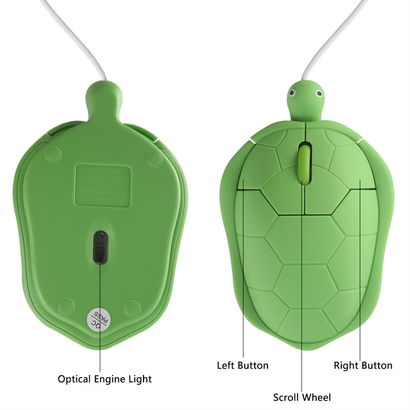 Mini Wired Mouse Cute Cartoon Turtle Shape Animal Design Mause 1200 DPI Οπτικά Παιδικά Δώρο Ποντίκια υπολογιστή για φορητό υπολογιστή Notebook