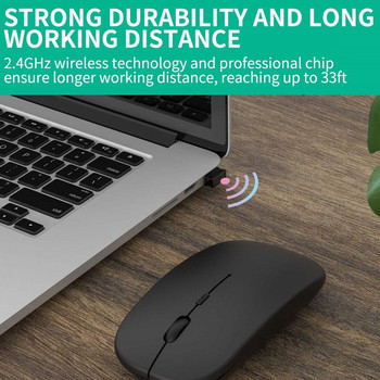 Bluetooth 4.0+2.4G безжична мишка с двоен режим 2 в 1 мишка 1600 DPI Ергономични преносими оптични мишки за лаптоп компютър таблет телефон