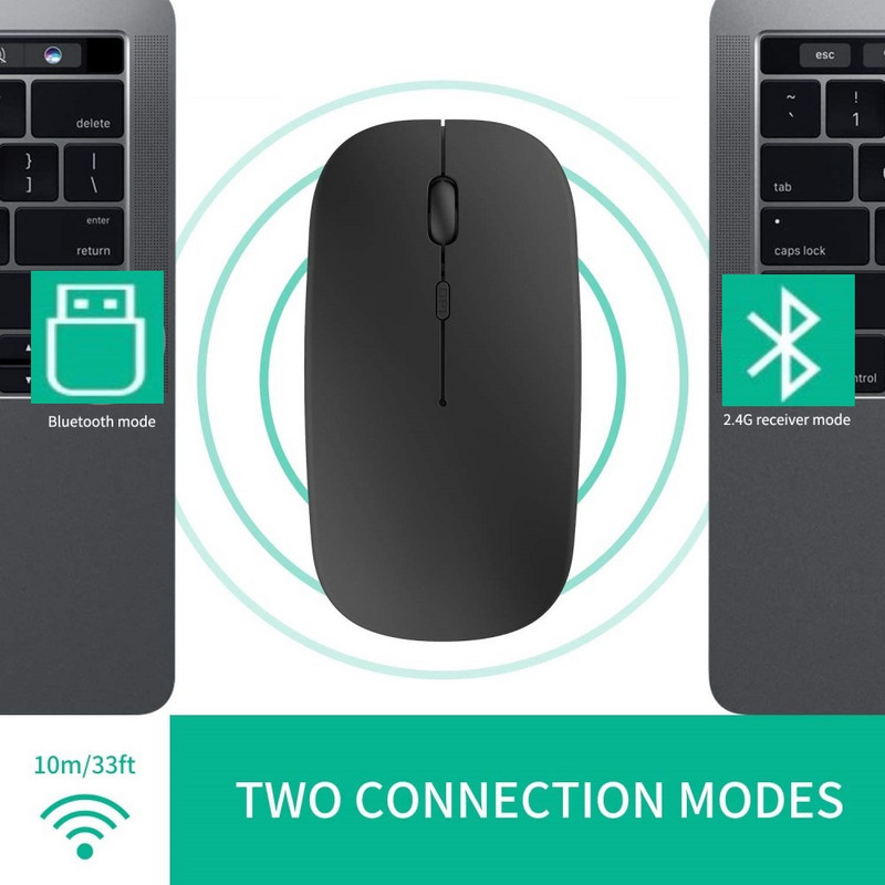 Bluetooth 4.0+2.4G bežični miš dvostruki način rada 2 u 1 miš 1600 DPI Ergonomski prijenosni optički miševi za prijenosno računalo tablet telefon