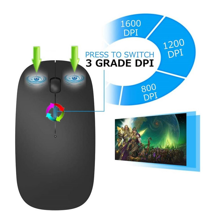 Bluetooth 4.0+2.4G bežični miš dvostruki način rada 2 u 1 miš 1600 DPI Ergonomski prijenosni optički miševi za prijenosno računalo tablet telefon