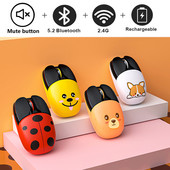 3.0+5.2 Bluetooth bežični miš punjivi mini optički USB miš dvostruki način rada 3D crtani tihi miševi za prijenosno računalo računalo dijete