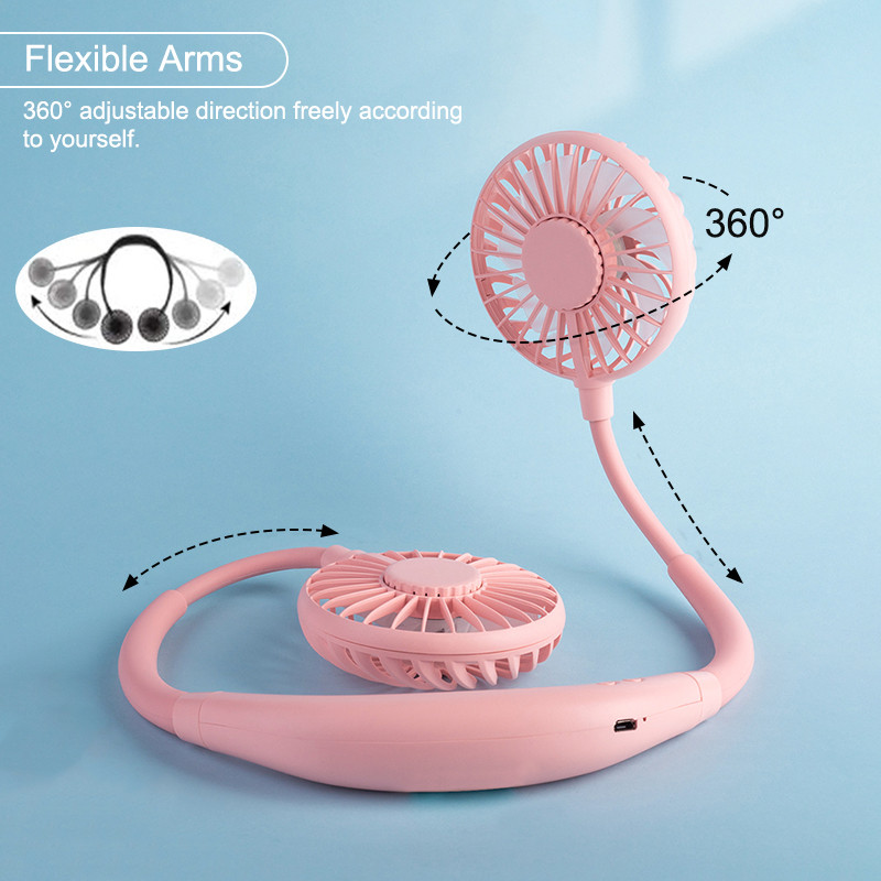Naujas nešiojamas ventiliatorius, laisvų rankų įranga ant kaklo, pakabinama USB laisvų rankų įranga, įkraunamas dvigubas ventiliatorius, mini oro kondicionieriaus aušintuvas, ventiliatorius kambariui