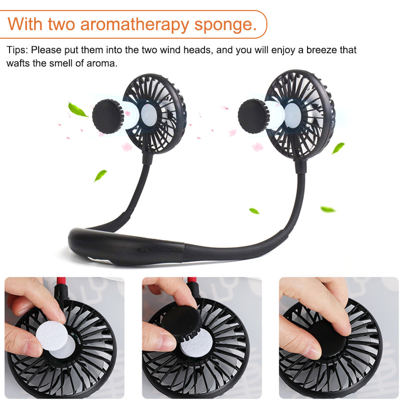 Naujas nešiojamas ventiliatorius, laisvų rankų įranga ant kaklo, pakabinama USB laisvų rankų įranga, įkraunamas dvigubas ventiliatorius, mini oro kondicionieriaus aušintuvas, ventiliatorius kambariui