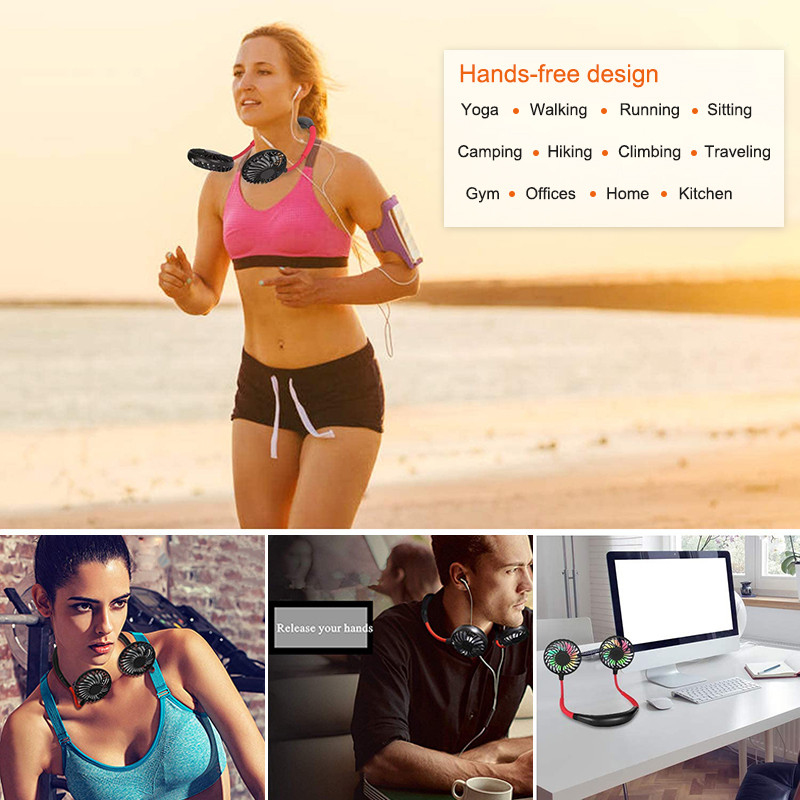 Naujas nešiojamas ventiliatorius, laisvų rankų įranga ant kaklo, pakabinama USB laisvų rankų įranga, įkraunamas dvigubas ventiliatorius, mini oro kondicionieriaus aušintuvas, ventiliatorius kambariui