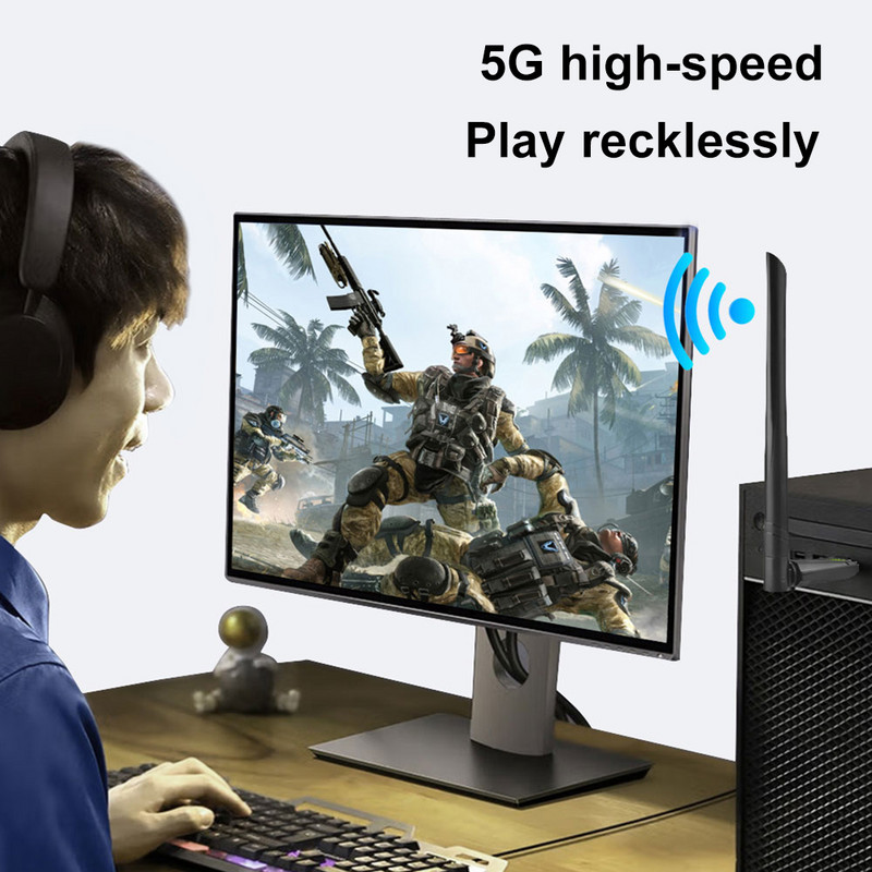 650Mbps USB WiFi mrežna kartica 2 u 1 USB WiFi adapter Prijemnik Plug and Play Free Drive Dual Band Dongle antena za PC Windows