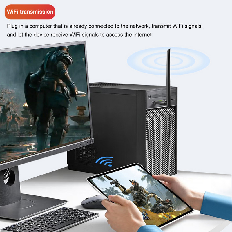 650Mbps USB WiFi mrežna kartica 2 u 1 USB WiFi adapter Prijemnik Plug and Play Free Drive Dual Band Dongle antena za PC Windows