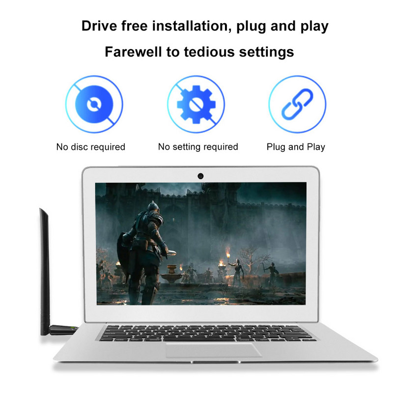 650Mbps USB WiFi mrežna kartica 2 u 1 USB WiFi adapter Prijemnik Plug and Play Free Drive Dual Band Dongle antena za PC Windows