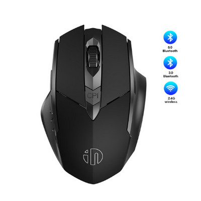 Επαναφορτιζόμενο ασύρματο ποντίκι Τρεις λειτουργίες 2.4G Bluetooth Εργονομικό οπτικό ποντίκι 4000DPI Μηχανικό 6 κουμπιά αφής για φορητό υπολογιστή