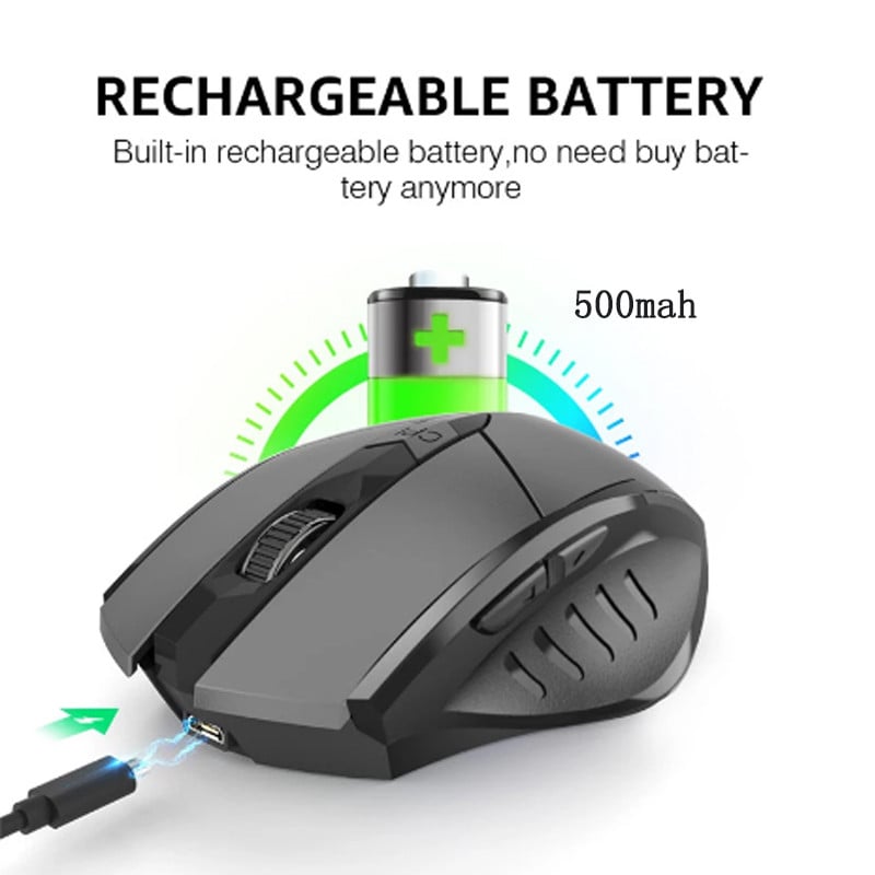 Mouse fără fir reîncărcabil Trei moduri 2.4G Bluetooth Mouse optic ergonomic 4000 DPI Atingere mecanică 6 butoane pentru laptop PC