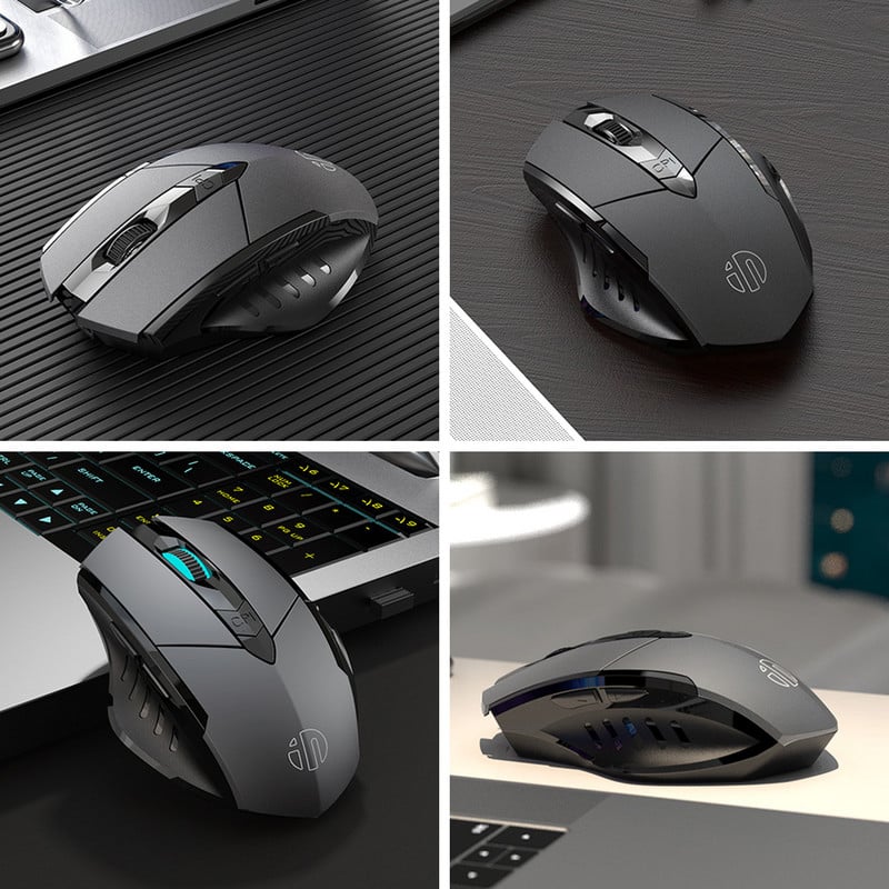 Mouse fără fir reîncărcabil Trei moduri 2.4G Bluetooth Mouse optic ergonomic 4000 DPI Atingere mecanică 6 butoane pentru laptop PC