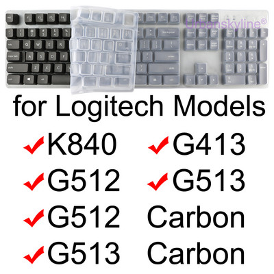 Poklopac za tipkovnicu za Logitech G512 Carbon G513 G412 SE G413 SE Mehanička za Logi Silikonski zaštitnik Skin Case Film Clear Black