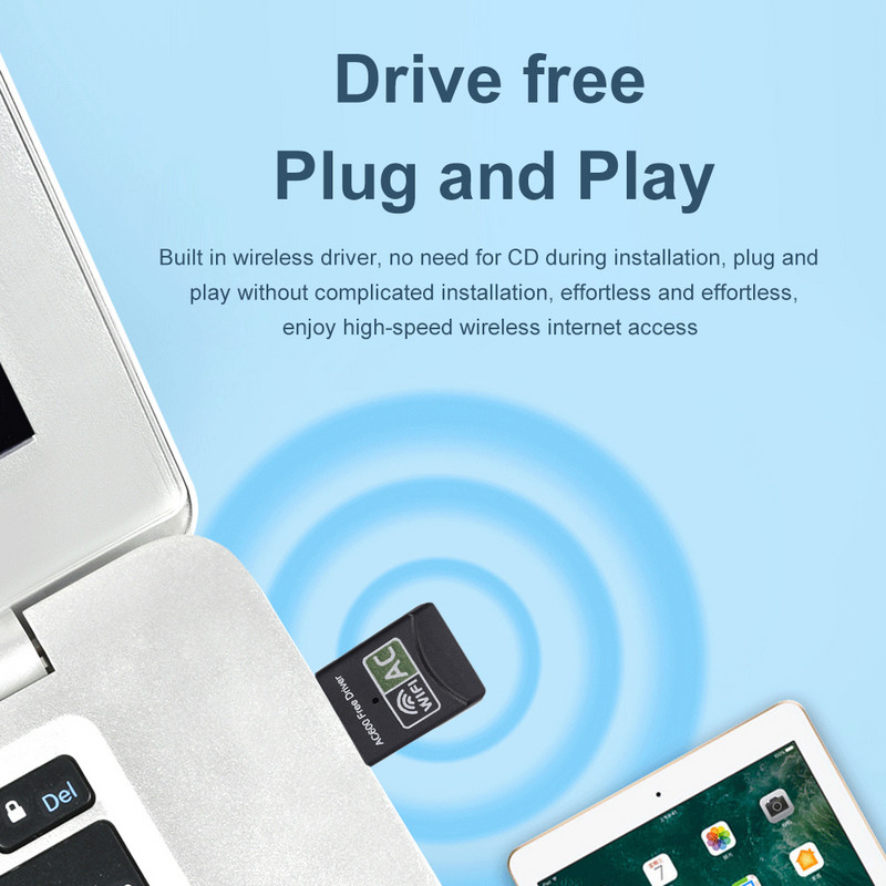 600M WiFi mrežna kartica, besplatni upravljački program, bežični prijemnik, odašiljač, 2.4G/5.8G dvofrekventni USB adapter velike brzine za prijenosno računalo