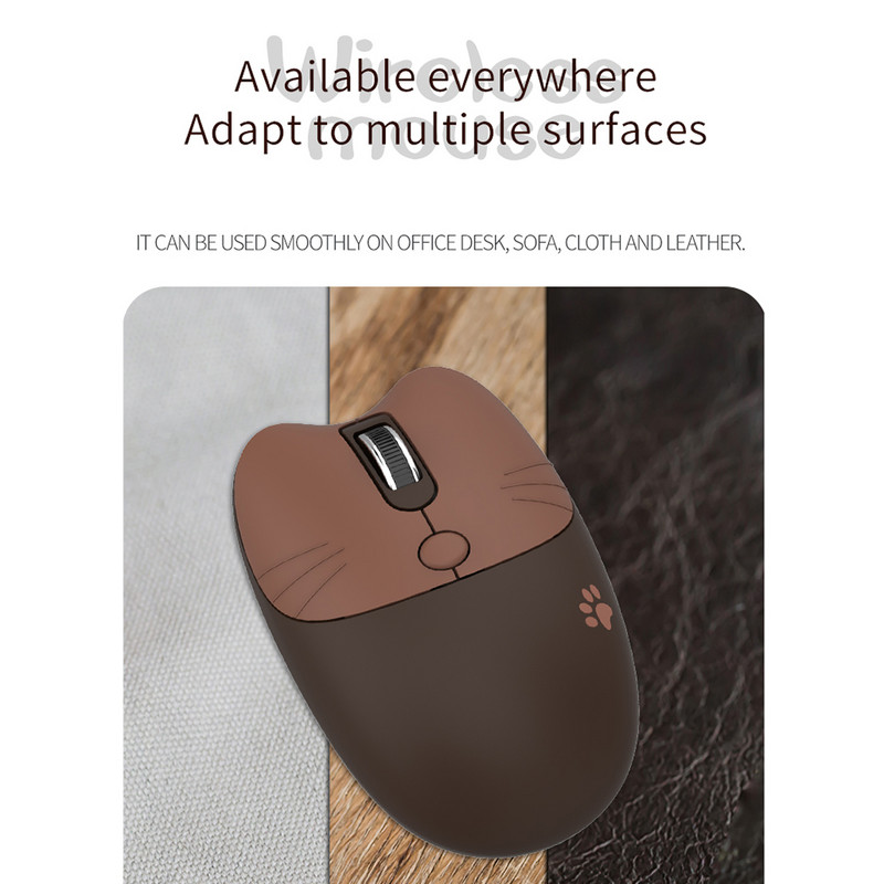 Mofii M3 2.4G bežični miš, ergonomski uredski miš, 3 brzine, podesivi DPI, automatsko spavanje, niska razina buke za prijenosno računalo, tamno smeđa