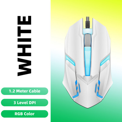 ANKNDO Φωτεινό ενσύρματο ποντίκι USB Ενσύρματο ποντίκι Επιτραπέζιο φορητό υπολογιστή Σίγαση Ποντίκι παιχνιδιών υπολογιστή 1600 DPI E-sports Ποντίκι υπολογιστή Αξεσουάρ