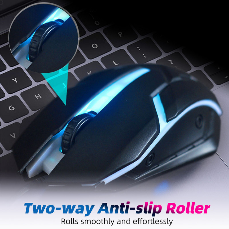 ANKNDO Svjetleći žičani miš USB žičani miševi Stolno prijenosno računalo Mute Computer Game Mouse 1600 DPI E-sportski miš Dodatna oprema za računala