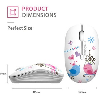 2.4G Optical Lovely Wireless Mouse Cute Silent Mice Ασύρματο ποντίκι ταξιδιού 1600 DPI Συμβατό για φορητό υπολογιστή φορητού υπολογιστή