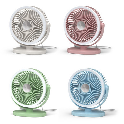 USB ventilátor mini asztali ventilátor 2 sebességes, állítható forgási erős szélű asztali hűtőventilátor LED lámpával otthoni irodába
