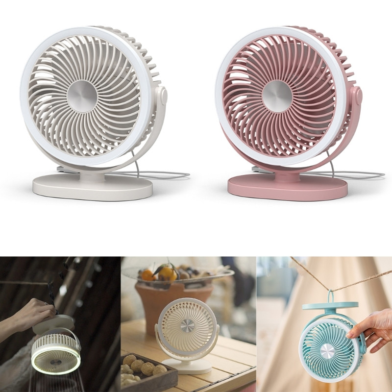 USB ventilator, mini stolni ventilator, 2 brzine, podesiva rotacija, jak vjetar, stolni ventilator za hlađenje s LED svjetlom za kućni ured
