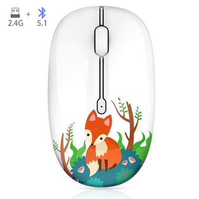 M101 crtani optički Bluetooth miš Slatki tihi miševi Dual Mode Bluetooth 5.0 & 2.4G bežični 1600 DPI za prijenosno računalo