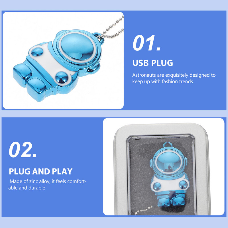 Pārnēsājams USB disks, burvīgs astronauta formas cinka sakausējums, praktisks 64 GB datora piederums, zibatmiņas zibatmiņas disks, U diska diskdzinis