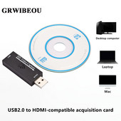 GRWIBEOU USB2.0 su HDMI suderinama HD vaizdo įrašymo kortelė 1080P30hz palaiko vaizdo įrašymą tiesioginio žaidimo platformoje