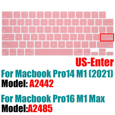 За 2021 г. MacBook Pro 14 16 инча Капак на клавиатурата A2442 A2485 Протектор за клавиатура на лаптоп Силиконов цвят Pro14.2 M1 16 M1 Max Нов