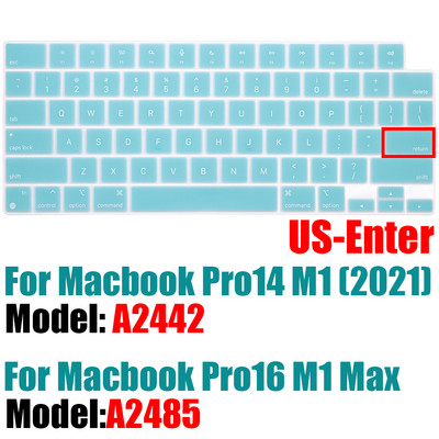 За 2021 г. MacBook Pro 14 16 инча Капак на клавиатурата A2442 A2485 Протектор за клавиатура на лаптоп Силиконов цвят Pro14.2 M1 16 M1 Max Нов
