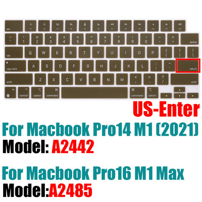 За 2021 г. MacBook Pro 14 16 инча Капак на клавиатурата A2442 A2485 Протектор за клавиатура на лаптоп Силиконов цвят Pro14.2 M1 16 M1 Max Нов