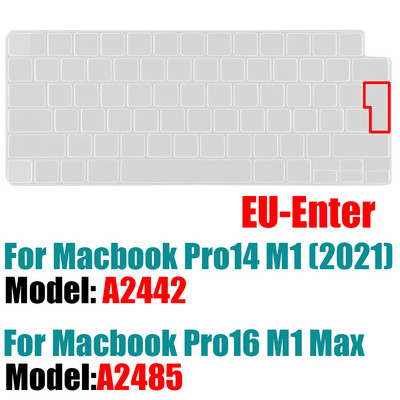 За 2021 г. MacBook Pro 14 16 инча Капак на клавиатурата A2442 A2485 Протектор за клавиатура на лаптоп Силиконов цвят Pro14.2 M1 16 M1 Max Нов