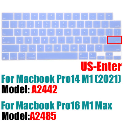 За 2021 г. MacBook Pro 14 16 инча Капак на клавиатурата A2442 A2485 Протектор за клавиатура на лаптоп Силиконов цвят Pro14.2 M1 16 M1 Max Нов