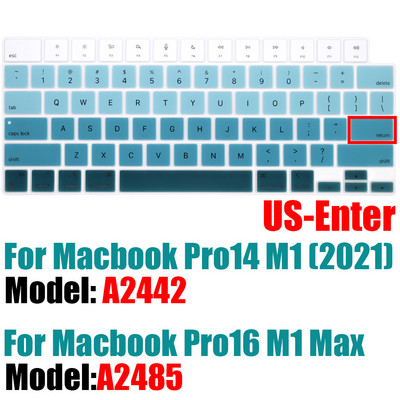 За 2021 г. MacBook Pro 14 16 инча Капак на клавиатурата A2442 A2485 Протектор за клавиатура на лаптоп Силиконов цвят Pro14.2 M1 16 M1 Max Нов
