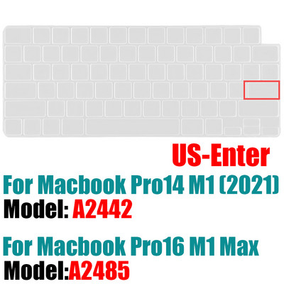 За 2021 г. MacBook Pro 14 16 инча Капак на клавиатурата A2442 A2485 Протектор за клавиатура на лаптоп Силиконов цвят Pro14.2 M1 16 M1 Max Нов