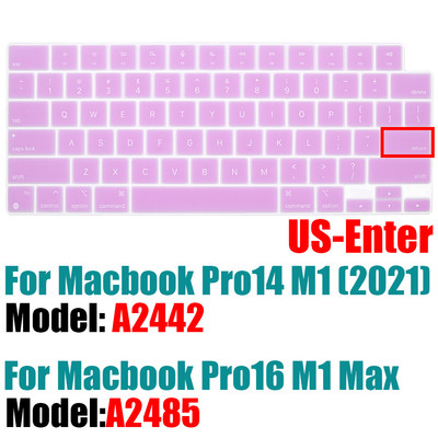 За 2021 г. MacBook Pro 14 16 инча Капак на клавиатурата A2442 A2485 Протектор за клавиатура на лаптоп Силиконов цвят Pro14.2 M1 16 M1 Max Нов