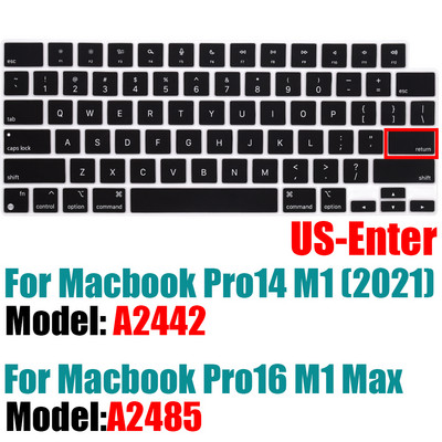 За 2021 г. MacBook Pro 14 16 инча Капак на клавиатурата A2442 A2485 Протектор за клавиатура на лаптоп Силиконов цвят Pro14.2 M1 16 M1 Max Нов