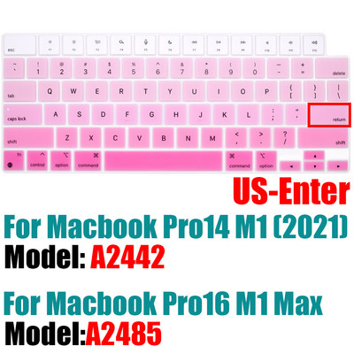 За 2021 г. MacBook Pro 14 16 инча Капак на клавиатурата A2442 A2485 Протектор за клавиатура на лаптоп Силиконов цвят Pro14.2 M1 16 M1 Max Нов