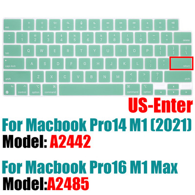 За 2021 г. MacBook Pro 14 16 инча Капак на клавиатурата A2442 A2485 Протектор за клавиатура на лаптоп Силиконов цвят Pro14.2 M1 16 M1 Max Нов