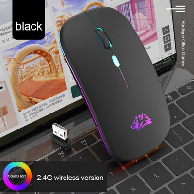 Belaidė pelė nešiojamam kompiuteriui „Bluetooth“ įkraunamos pelės Belaidės kompiuterio tylios pelės LED apšvietimas Ergonomiška žaidimų mašina