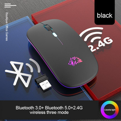 Belaidė pelė nešiojamam kompiuteriui „Bluetooth“ įkraunamos pelės Belaidės kompiuterio tylios pelės LED apšvietimas Ergonomiška žaidimų mašina