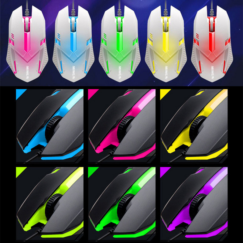 Mouse pentru jocuri cu fir cu iluminare din spate 1000 DPI Lumină RGB Mouse pentru computer de birou Mouse pentru jocuri Design ergonomic Mouse pentru jocuri USB pentru PC, laptop