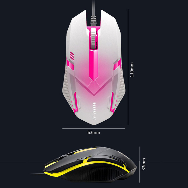 Mouse pentru jocuri cu fir cu iluminare din spate 1000 DPI Lumină RGB Mouse pentru computer de birou Mouse pentru jocuri Design ergonomic Mouse pentru jocuri USB pentru PC, laptop