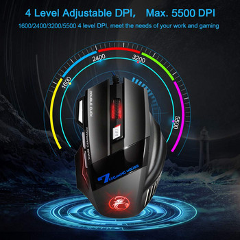 iMICE Ergonomic Wired Gaming Mouse 7 Button LED 5500 DPI USB Computer Mouse Gamer Mice X7 with Backlight for PC Laptop