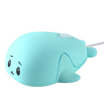 Мини кабелна мишка Сладък делфин Дизайн Ергономична Mause 1600 DPI Оптичен USB Розов Creative Girl Gift Преносими мишки за PC лаптоп